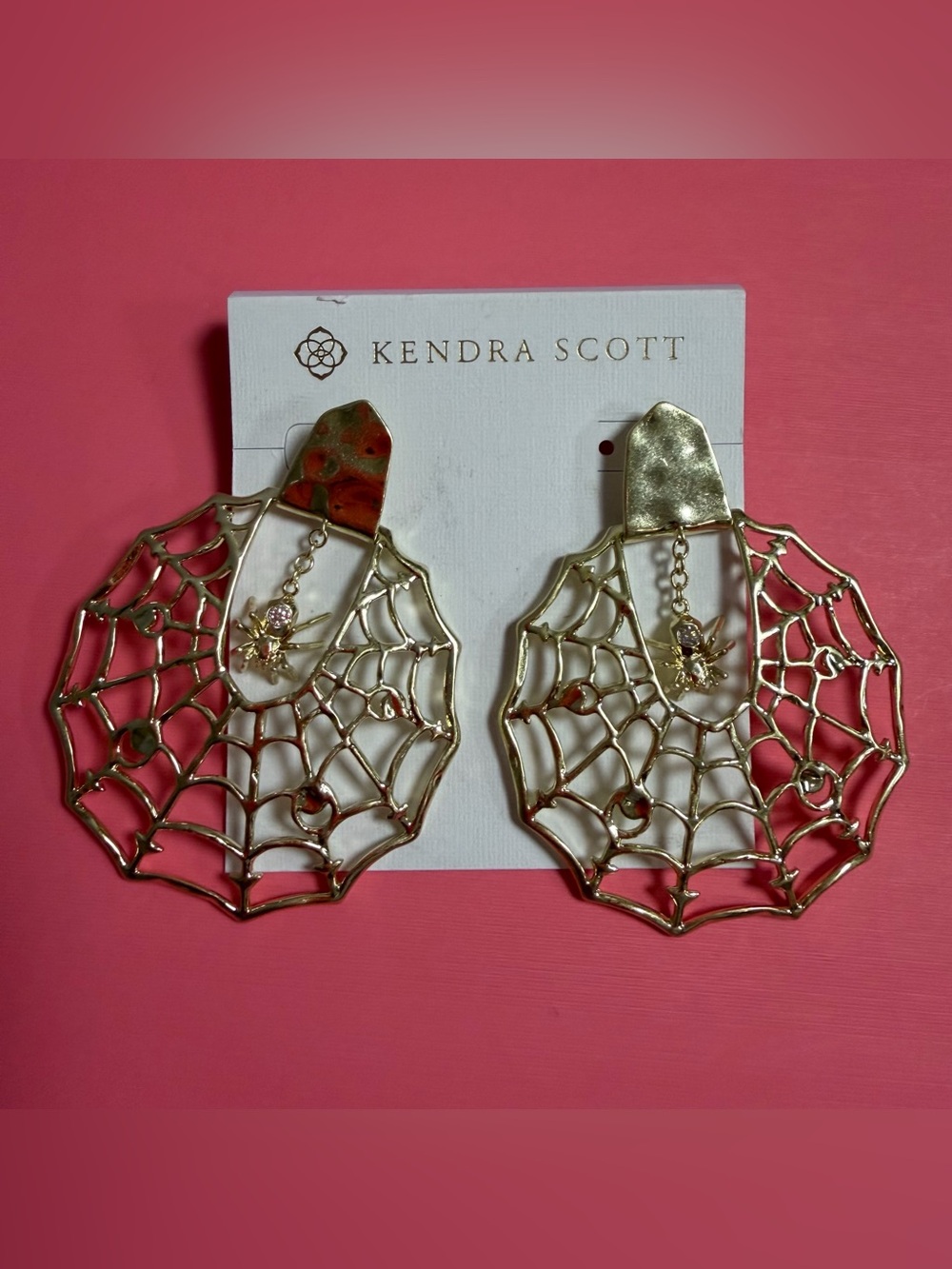 Kendra Scott Spider Web Statement Earrings Gold NWT